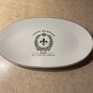 L'HOTEL DES ROYALES FRANCE OVAL PLATTER 12" PLATINUM PARIS N 17 RUE DE L'ABEILLE